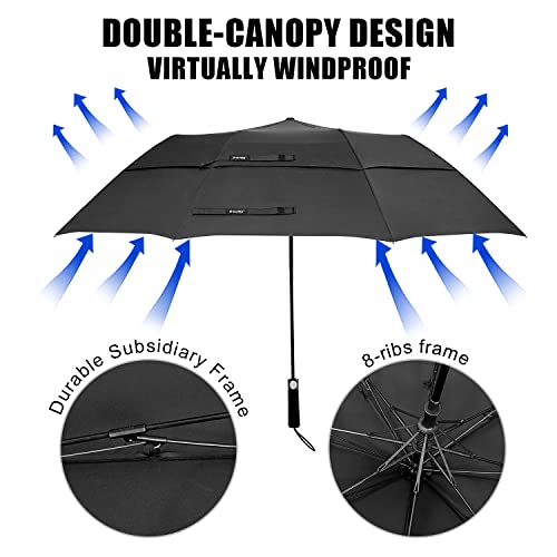 G4Free - G4Free 62 Inch Portable Automatic Open Oversize Vented Double Canopy Umbrellas -D02V684A