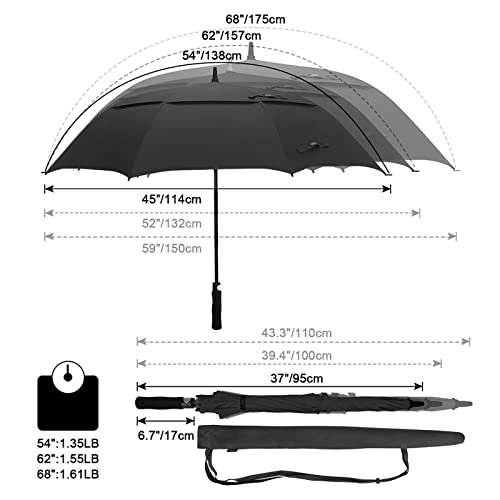 G4Free - G4Free Automatic Open Golf Umbrella Double Canopy Vented Stick Umbrellas -TN22A051A