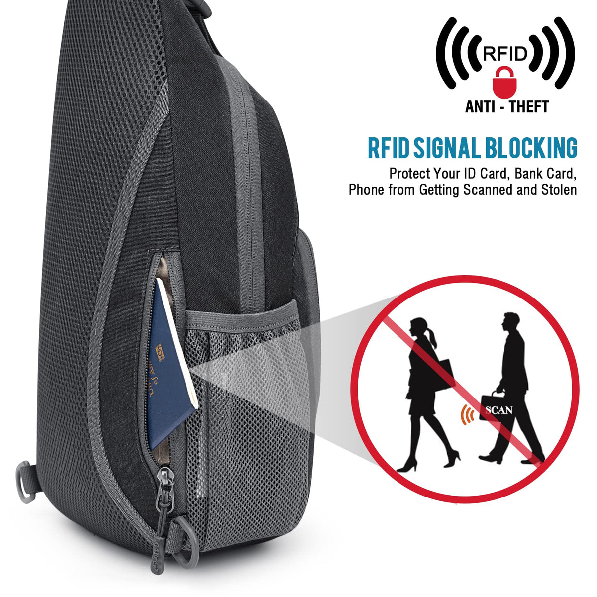 G4Free - G4Free RFID Sling Bag for Hiking Outdoor -TN22B091A