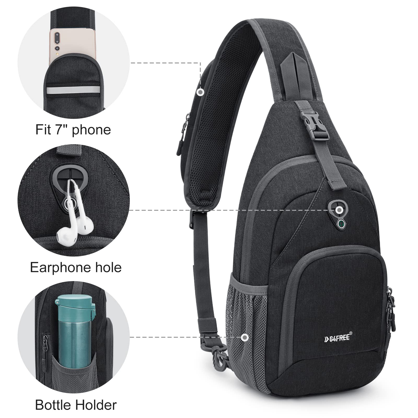 G4Free - G4Free RFID Sling Bag for Hiking Outdoor -TN22B091A